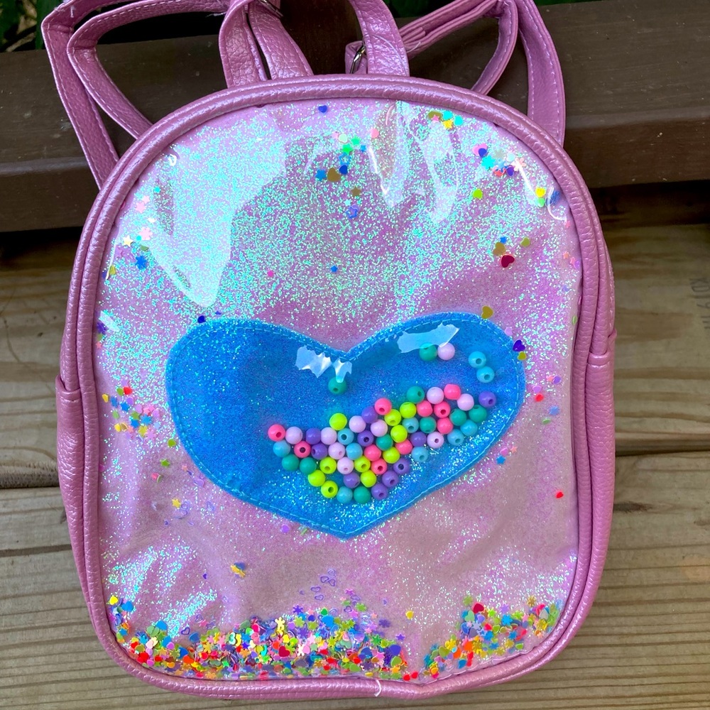 NWT Lavender Purple Small Beaded Heart Backpack